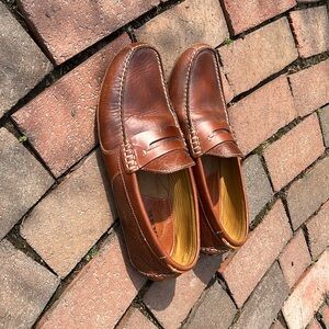 TRASK MOCCASIN-AMERICAN BISON. BROWN WITH BLACK DETAIL. MADE IN ITALY